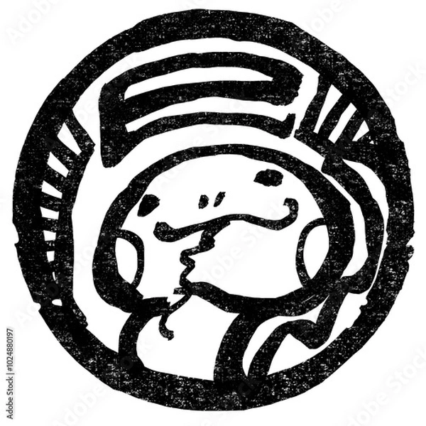 Obraz 巳年の年賀状素材　まる判子風　墨