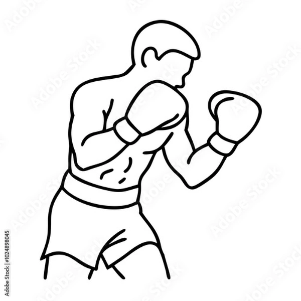 Obraz  Boxer Ready to Fight Outline Vector for Sports Illustrations and Fitness Designs