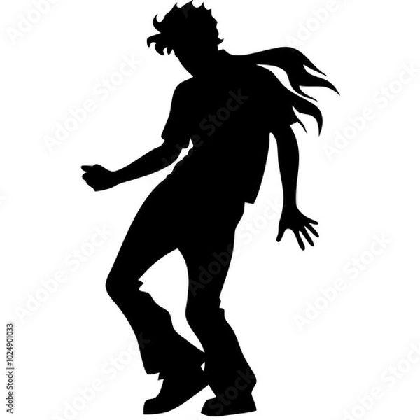 Fototapeta  Dynamic Silhouette of Dancing Man with Flowing Hair