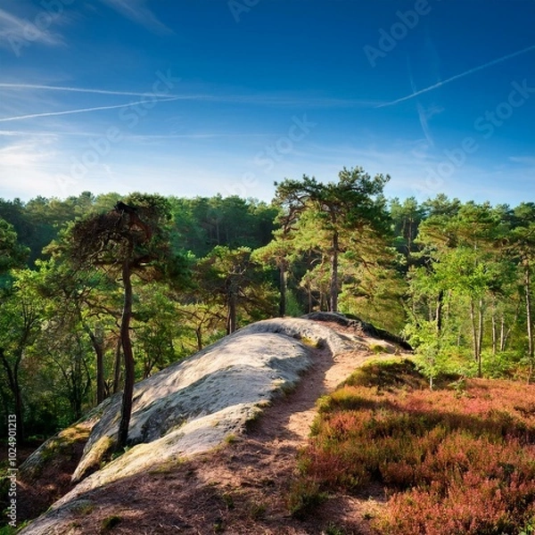 Obraz hill of the samois rock in fontainebleau forest