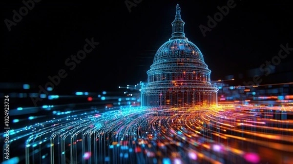 Fototapeta Government cybersecurity represented with holograms