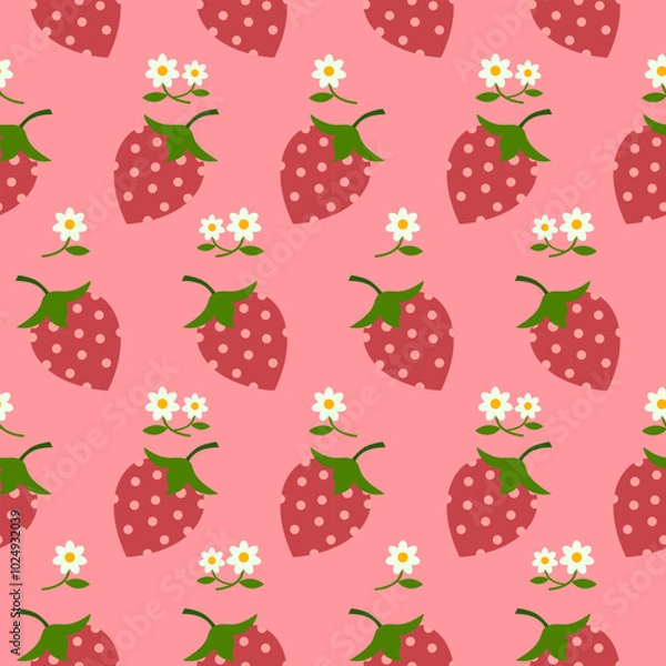 Fototapeta Seamless Strawberry Pattern Design, Illustration Design for Textile Fabric or Print to Paper Card.