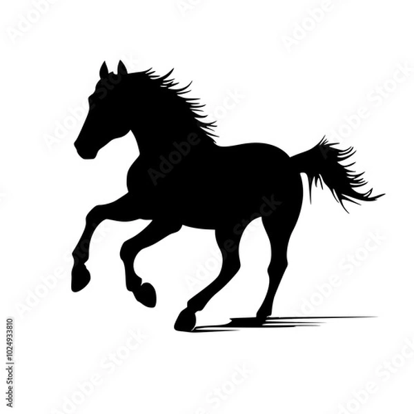 Fototapeta "Silhouette of Fast Running Wild Horse"

