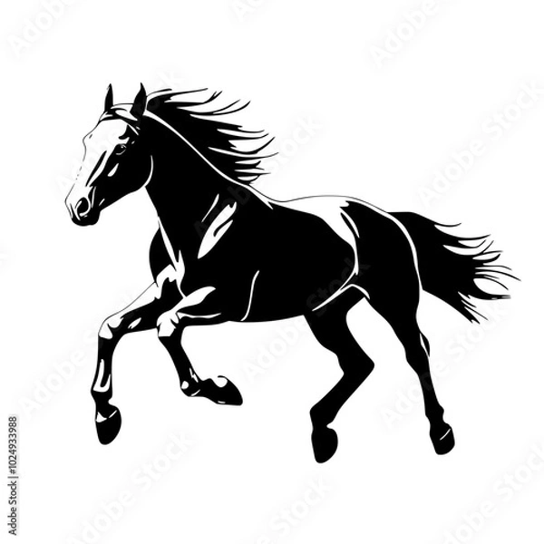 Fototapeta "Silhouette of Fast Running Wild Horse"

