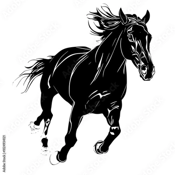 Fototapeta "Silhouette of Fast Running Wild Horse"

