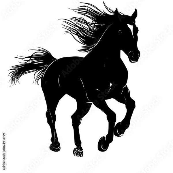 Fototapeta "Silhouette of Fast Running Wild Horse"

