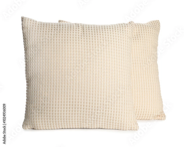 Fototapeta Two soft light pillows isolated on white