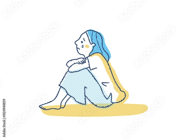 Obraz 膝を抱えて泣いている女性