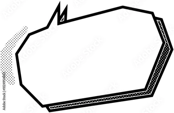 Obraz ポップな角ばった下向き吹き出しフレーム　水玉