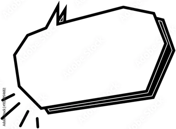 Fototapeta ポップな角ばった下向き吹き出しフレーム　集中線