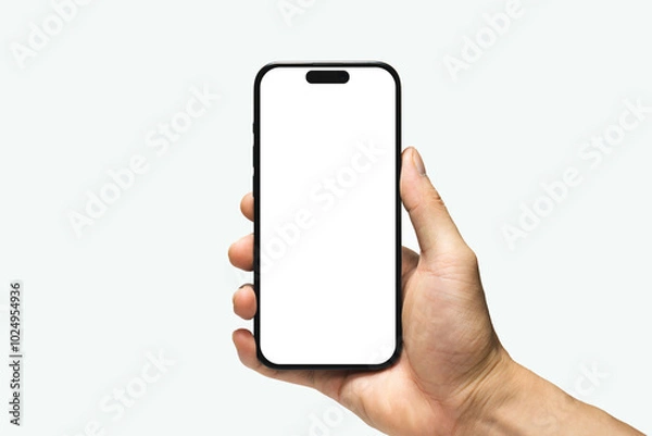 Fototapeta Smartphone with a transparent screen on a white background