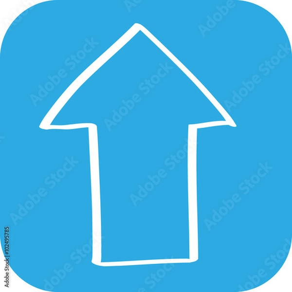 Fototapeta Hangezeichnetes Upload-Icon mit blauem Hintergrund