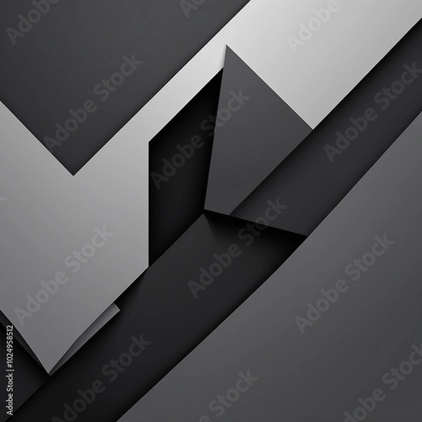Obraz Abstract geometric pattern in black, white, and gray tones, creating a dynamic visual effect.