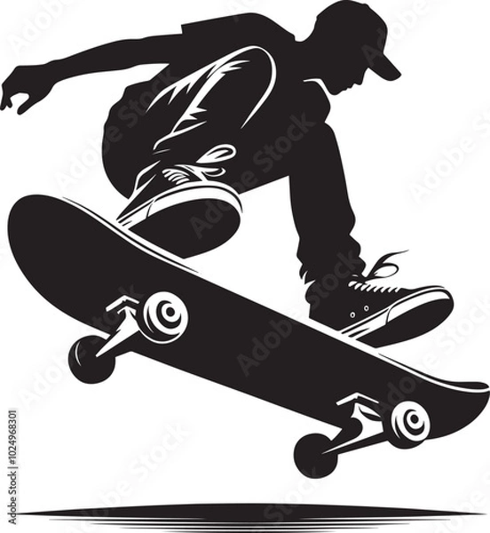 Fototapeta Skateboarding Silhouette illustration isolated on a white background