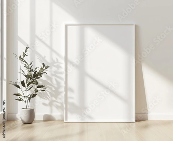 Fototapeta Blank Wall Art Mockup in Interior for Art Design and Display