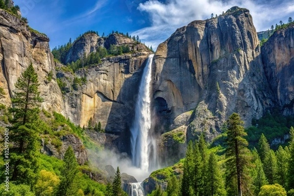 Fototapeta Bridalveil Waterfall Yosemite Medium Distance Macro