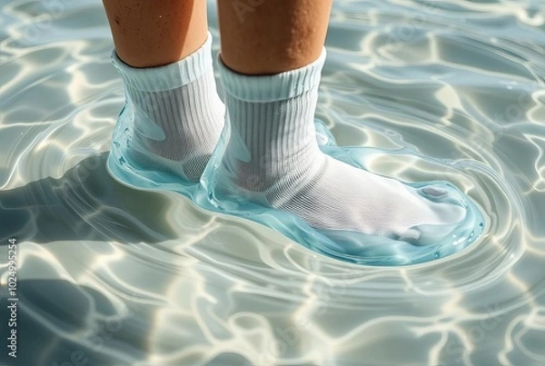 Fototapeta Hydrosoc A fluid waterproof sock with a shimmering liquid like s