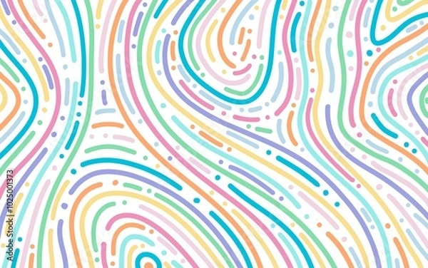 Obraz Colorful kids pattern with abstract squiggles lines. Background for trendy design with basic shapes