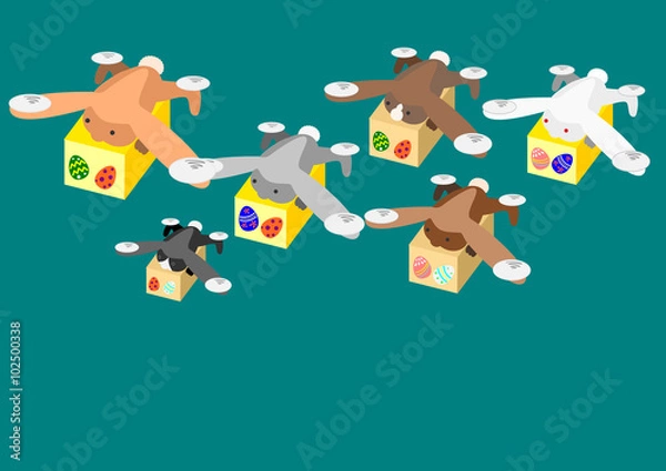 Fototapeta Rabbit drone carrying the Easter Egg