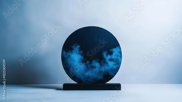 Fototapeta Captivating blue circle painting featuring minimalist design with nightcore inspired aesthetic. artwork evokes sense of calm and intrigue