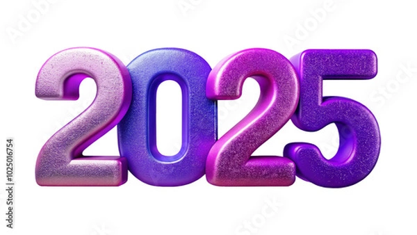 Fototapeta Vibrant Happy New Year 2025 Text with Glitter Effect