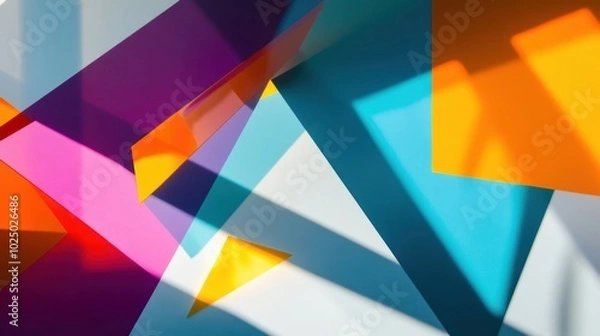 Fototapeta overlapping geometric shapes in vibrant colors