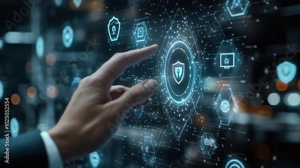 Fototapeta Cyber Security Protecting Your Network with Holographic Technology