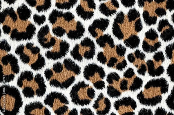 Fototapeta Brown and black leopard pattern.Fur animal print as background. , isolated on white background,  , copy space for text,