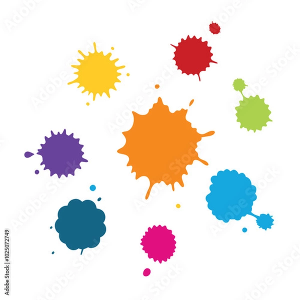 Fototapeta This captivating watercolor splatter stain set vector offers vibrant, artistic splashes perfect for creative designs, backgrounds, posters, and digital projects.