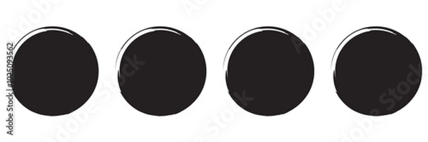 Fototapeta brush circles, hand drawn round shape brush vector isolated on a white background 