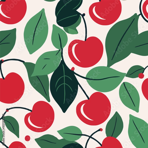 Fototapeta seamless pattern with cherry
