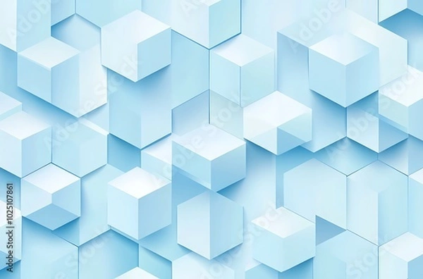 Obraz Seamless pattern with light blue cubes, featuring a clean and minimalist design with no shadows or gradients.
