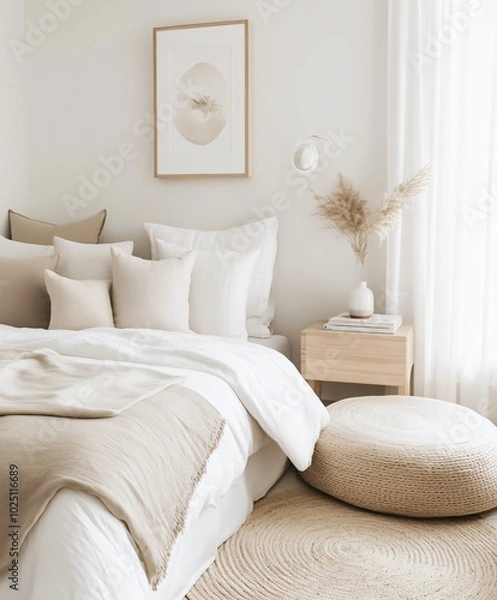 Obraz bed in bedroom with modern interior