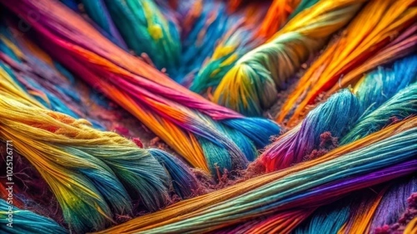Fototapeta Detailed View of Synthetic Fibers Under Microscope for Textile Research and Analysis, Showcasing Their Unique