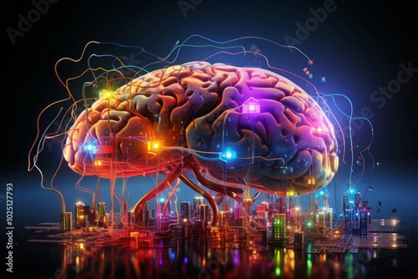 Fototapeta Beautiful Visual metaphor for the power and capabilities of a computer brain