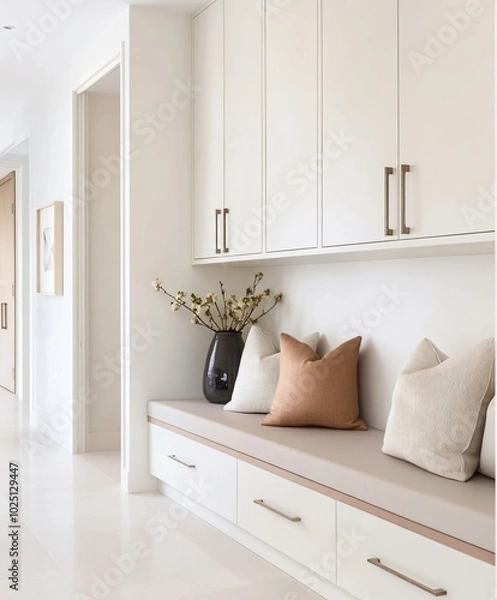 Obraz modern corridor interior with cabinets