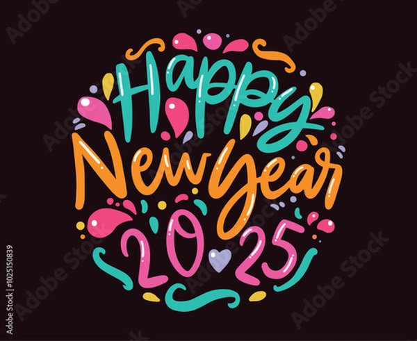 Fototapeta Happy New Year 2025 Design Colorful Elegant Abstract Logo Symbol Vector Illustration