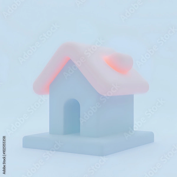 Fototapeta 3D Home Icon on White Background for Website Buttons