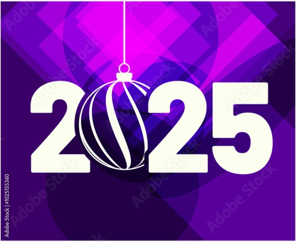 Obraz Happy New Year 2025 Design Purple And White Festive Abstract Logo Symbol Vector Illustration