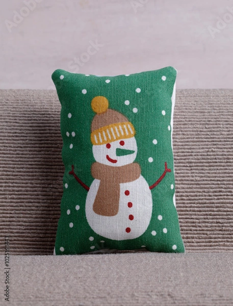 Obraz Cushion with snowman on sofa