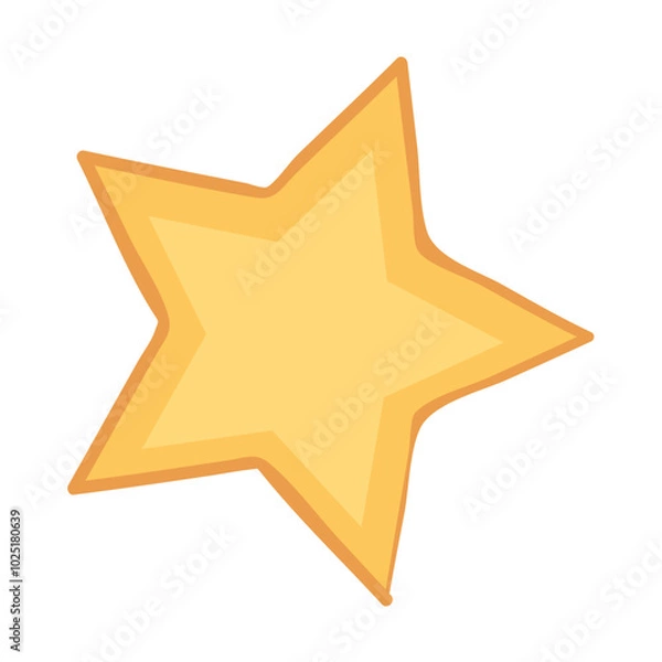 Obraz Yellow star with orange outline on white background, vector illustration