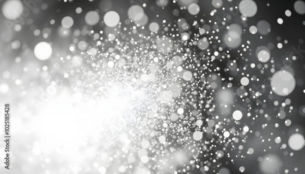 Obraz Magic shining white dust. Christmas background. Powder dust light PNG. Fine, shiny dust bokeh particles fall off slightly. Fantastic shimmer effect. PNG isolated with white highlights, png