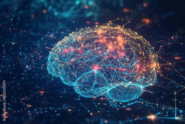 Obraz  background human brain with modern data connections
