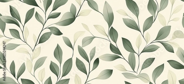 Obraz Seamless leaf pattern. Elegant grey green leaf background. Luxurious botanical texture