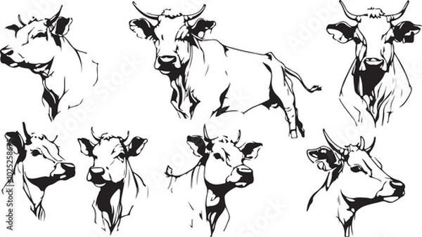 Obraz "Abstract Cow Line Drawing: Vector Art Design"