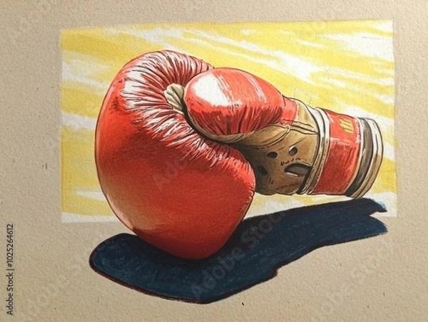 Fototapeta Drawing of a punching boxing glove, dynamic perspective 
