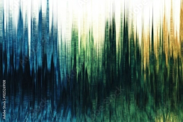 Fototapeta Abstract Digital Art with Vertical Stripes in Blue, Green, and Yellow Hues