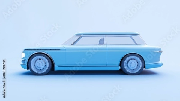 Fototapeta Retro-Inspired EV Concept Car Design with Vibrant Charm | 3D Render of Chic Electric Vehicle with Nostalgic Details