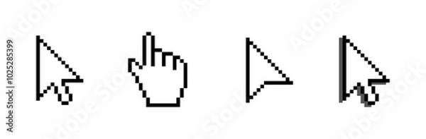 Fototapeta Cursor icons set in hand, arrow forms, mouse click cursor set, arrow and hand pointer