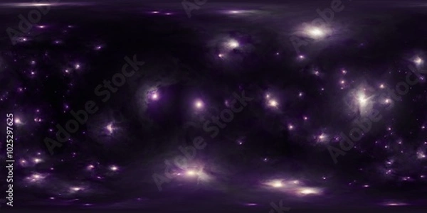 Fototapeta Vivid 12K HDRi 360 Skybox of Space Nebula and Stars in Seamless Equirectangular Projection for Virtual Reality